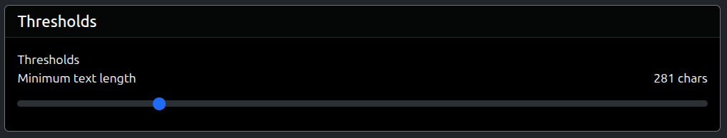 Llama Lens minimum text length threshold